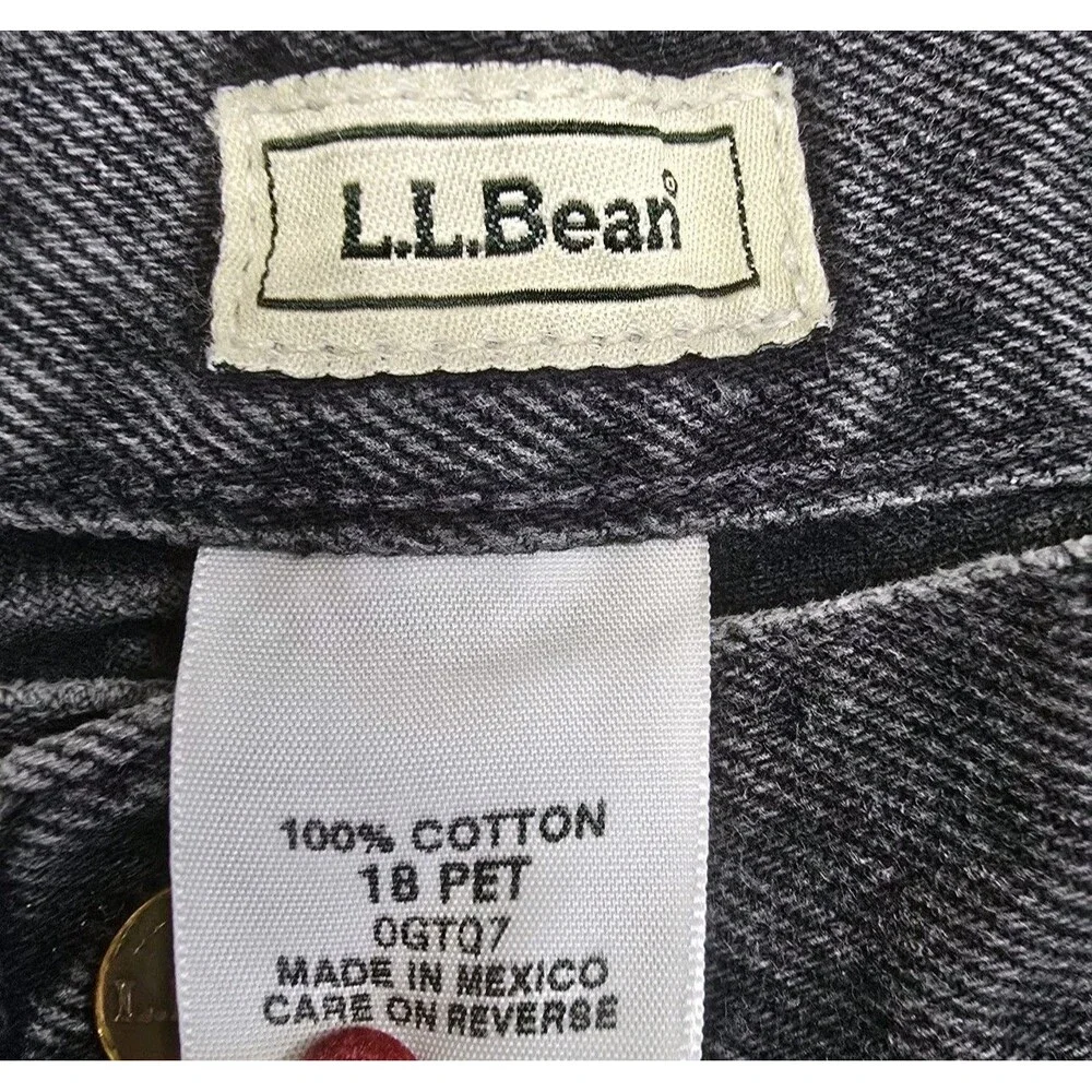LL Bean Jeans Classic Womens 18 Petite Charcoal Black Denim Mom Cowgirl Y2K - Picture 6 of 10